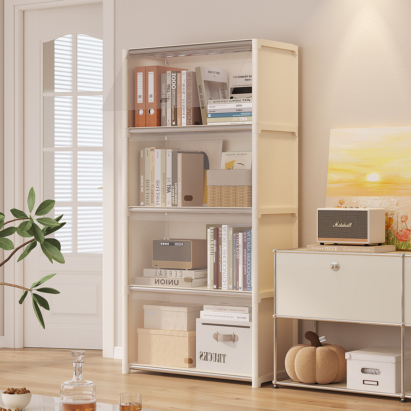 书架落地置物架书柜子学生家用防尘储物柜一体靠墙不占空间大容量,淘宝优惠券,粉丝福利购,淘宝优惠卷