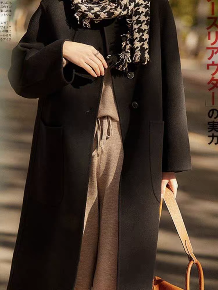 大码女装双面羊毛大衣女秋冬新款胖mm赫本风中长款系带毛呢外套女,淘宝优惠券,粉丝福利购,淘宝优惠卷