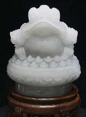 精品玉雕招财聚宝盆金蟾吉祥摆件