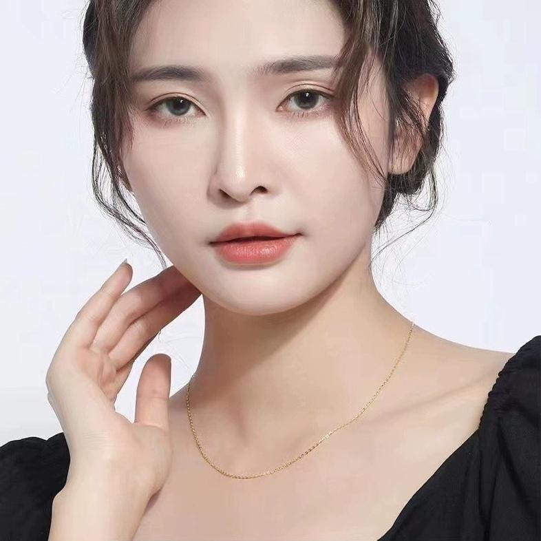 18K金项链女款K金AU750彩金黄金玫瑰金白金套链肖邦链素链锁骨链
