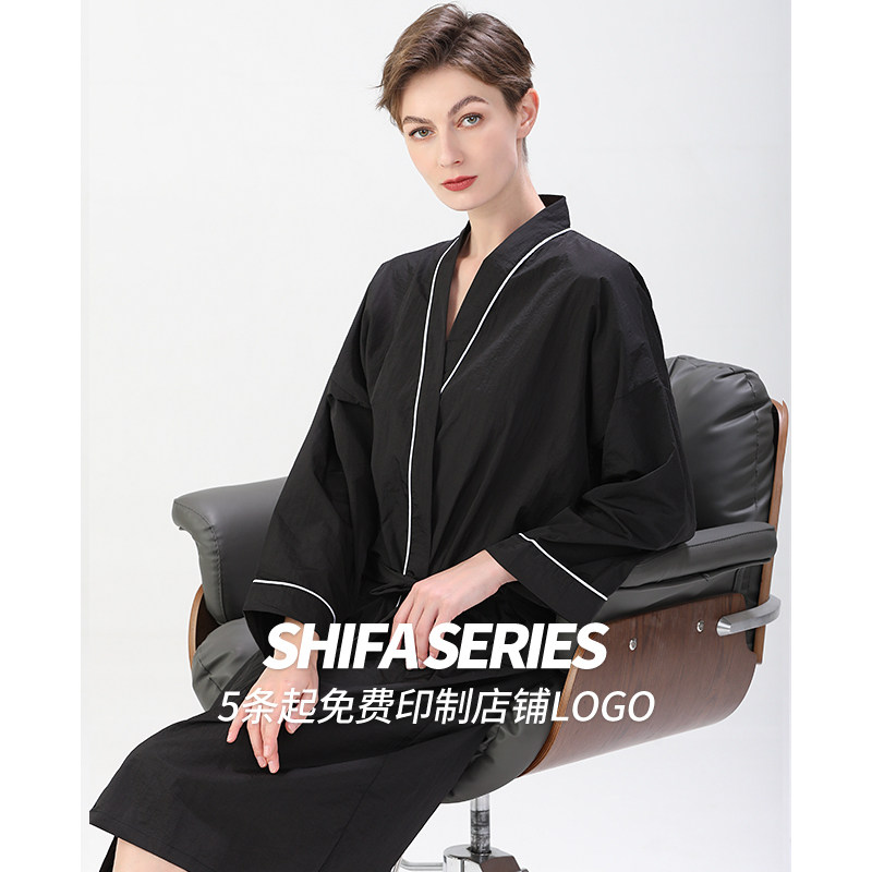 理发店客袍高档潮染发衣服美发客服发廊剪头发和服网红定制logo_虎窝淘