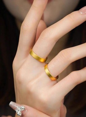 足金包银磨砂仿真戒指不掉色