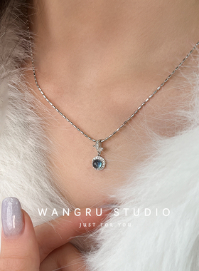 往如蝴蝶舞天然海蓝宝纯银项链女款2025新款高级感轻奢小众银配饰