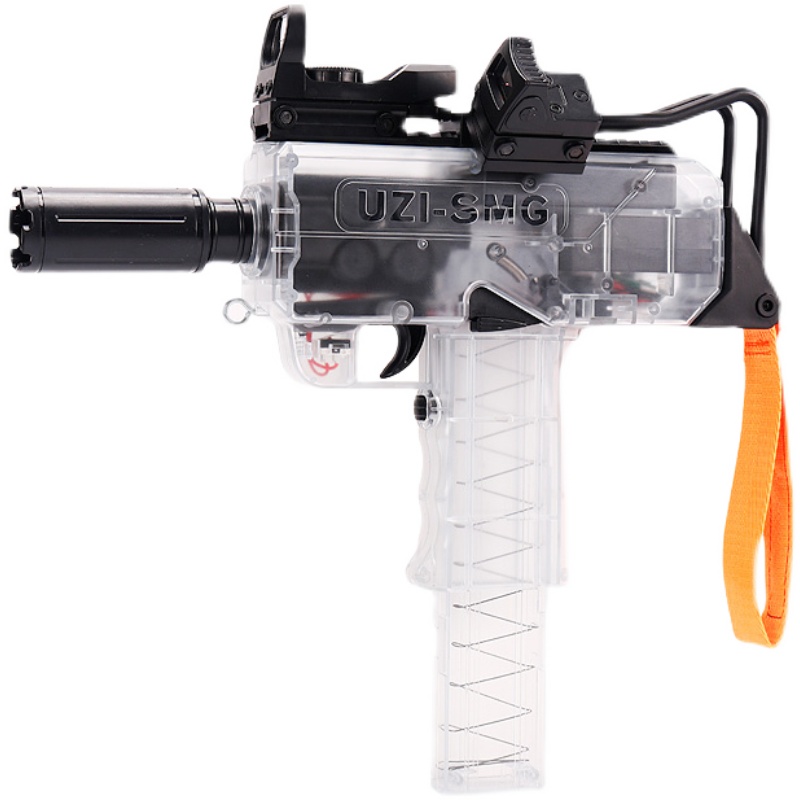 uzi乌兹电动连发软弹枪冲锋枪smg透明mac可发射海绵弹飞轮玩具枪 - 图1