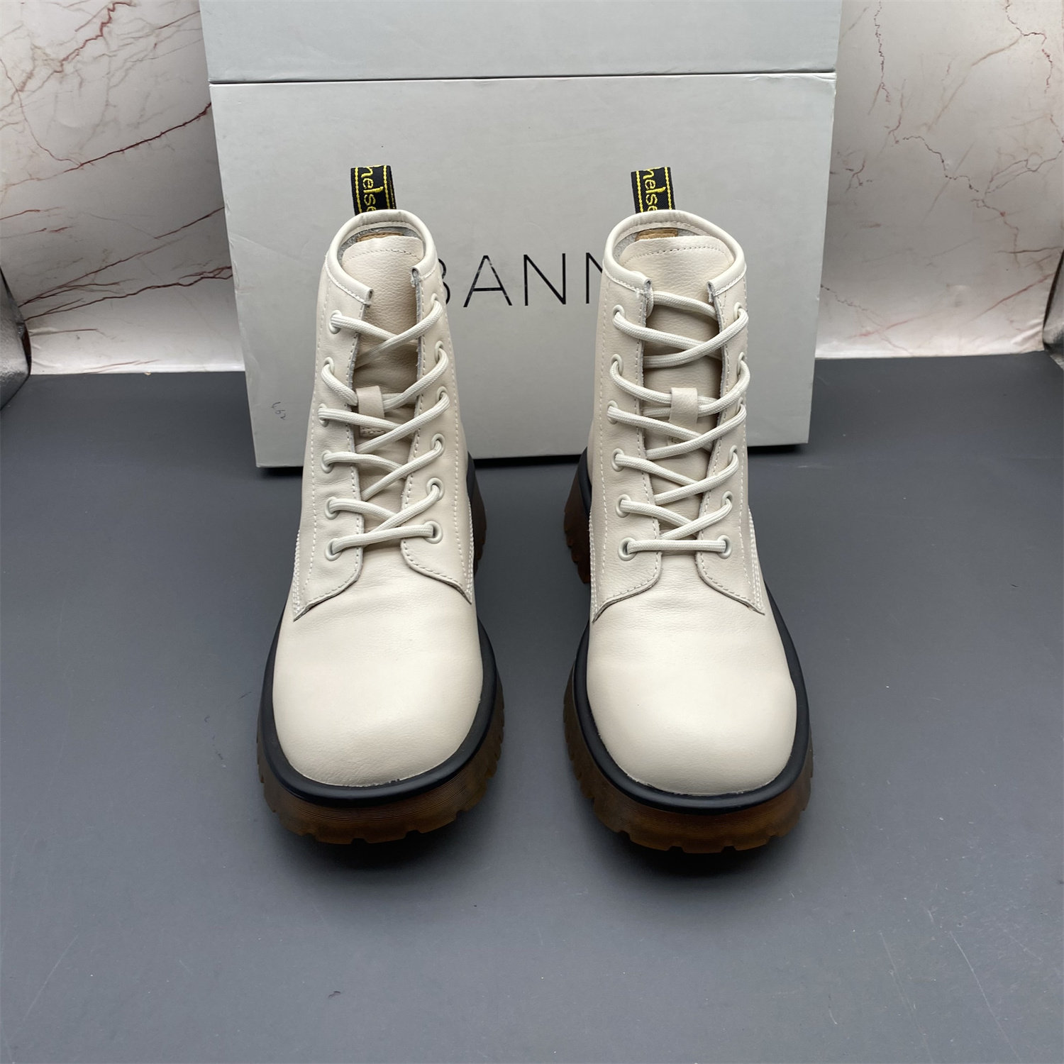 39码C.BANNER千百度撤柜断码牛皮女鞋真皮系带平底防滑圆头马丁靴,淘宝优惠券,粉丝福利购,淘宝优惠卷