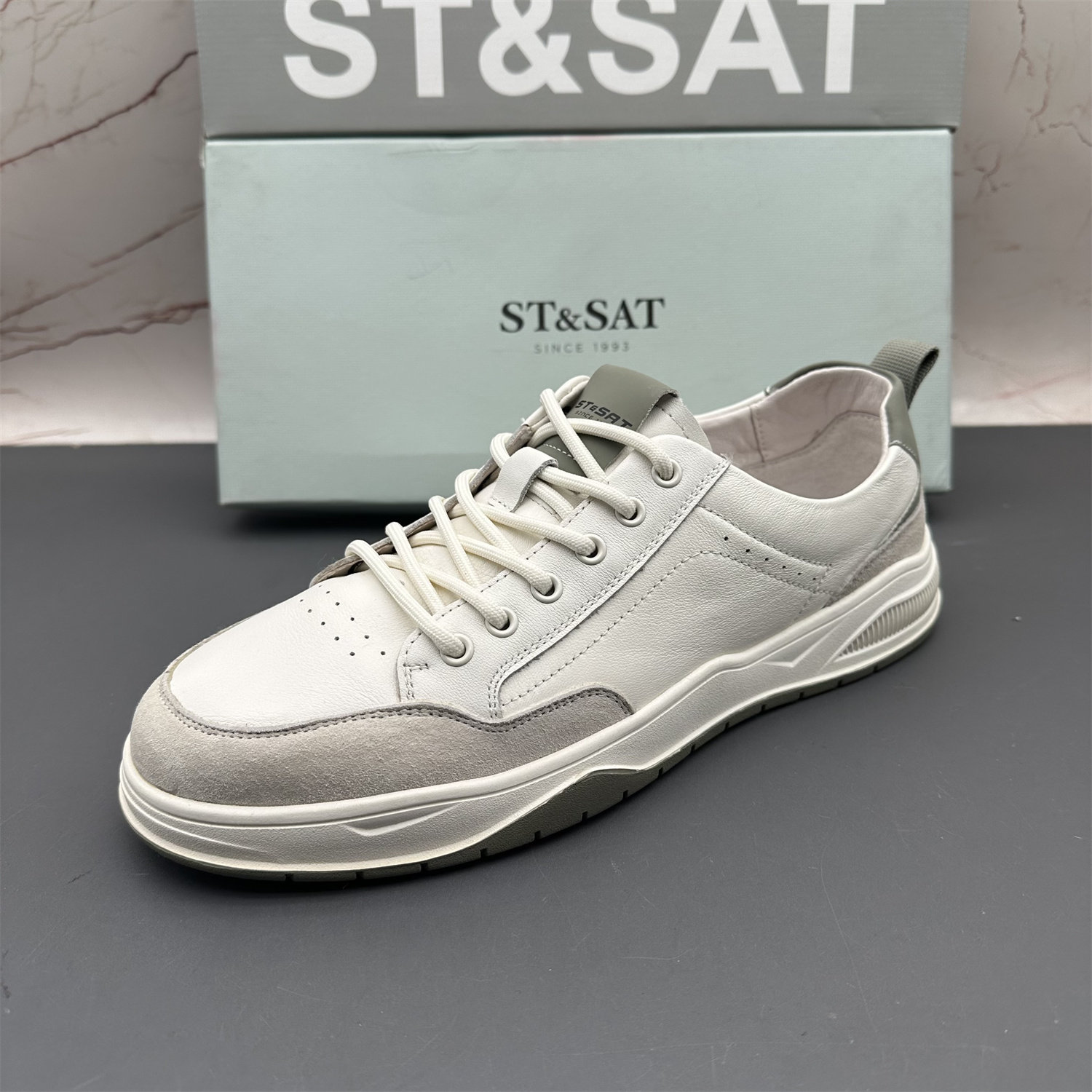 40码ST&SAT星期六撤柜断码牛皮男鞋系带圆头防滑日常休闲百搭单鞋,淘宝优惠券,粉丝福利购,淘宝优惠卷