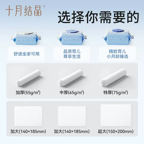 十月结晶婴儿湿巾新生手口专用宝宝幼儿童厚湿纸巾家用大包实惠装 图片 5
