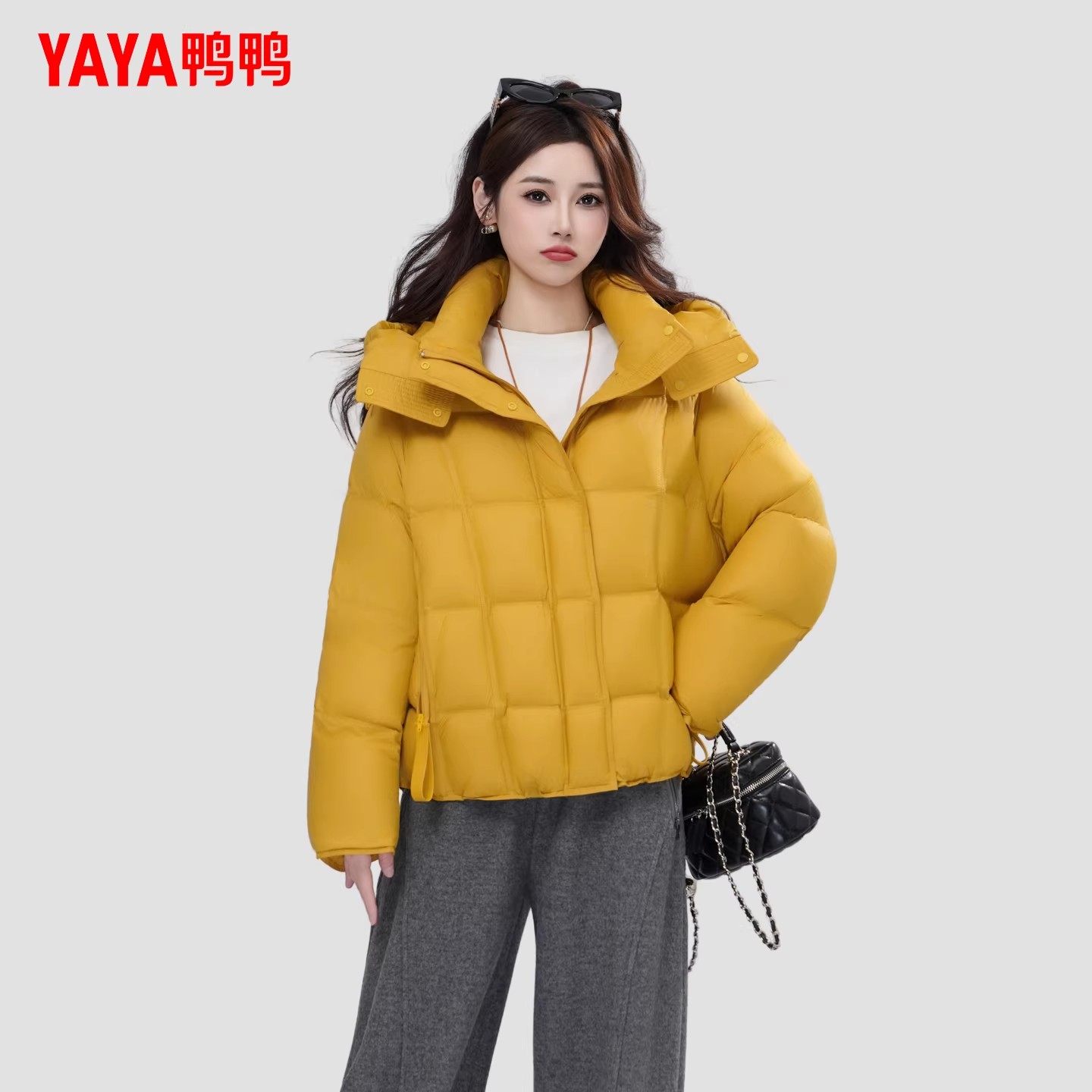 鸭鸭羽绒服女2025年冬季新款上新时尚简约百搭保暖短款鸭绒外套F,淘宝优惠券,粉丝福利购,淘宝优惠卷