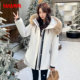 Women's duck work style large fur collar warm down jacket
