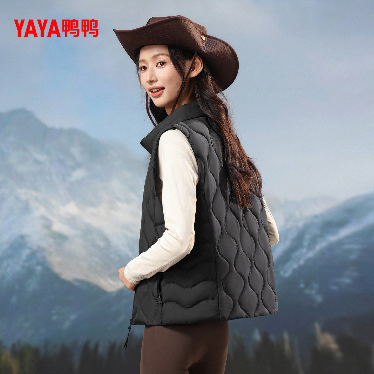 鸭鸭羽绒服马甲女士2025季百搭轻薄立领时尚短款保暖鸭绒马夹外套