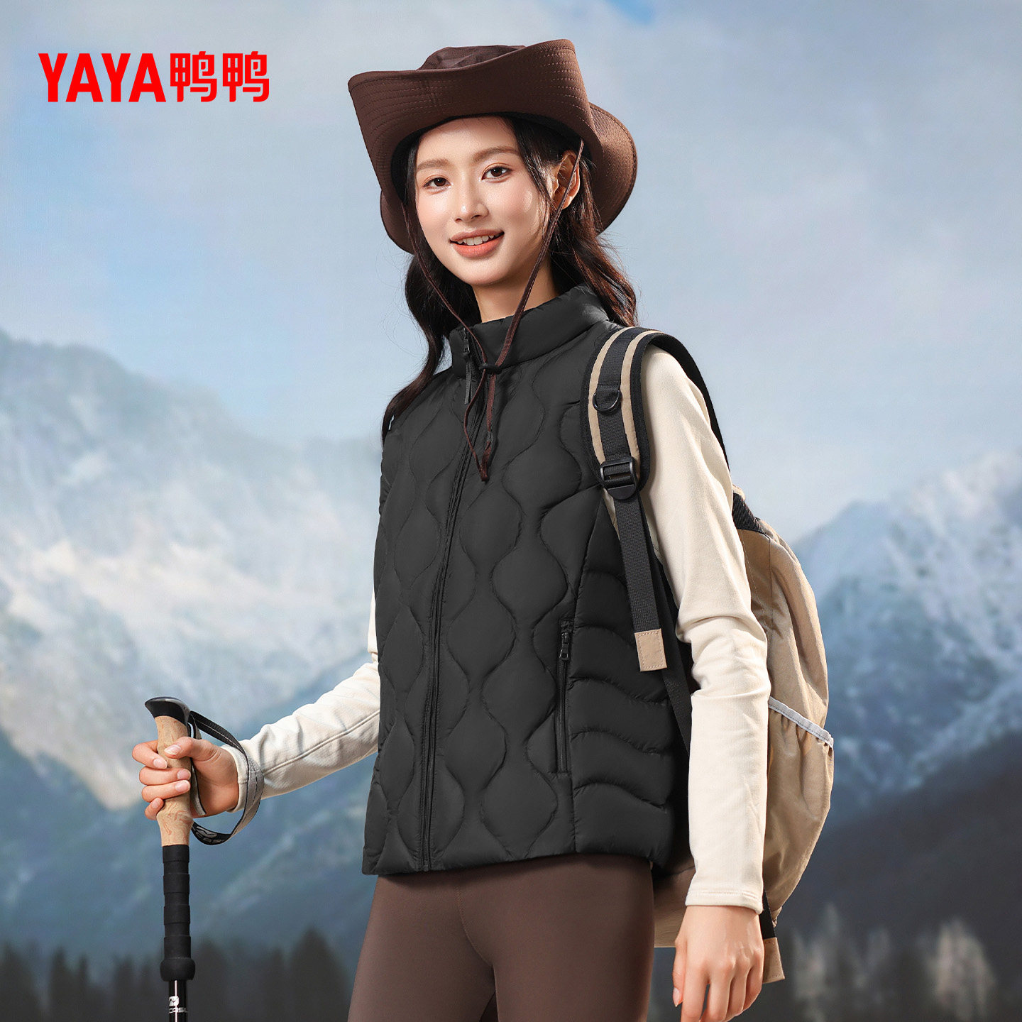 鸭鸭羽绒服马甲女士2025季百搭轻薄立领时尚短款保暖鸭绒马夹外套