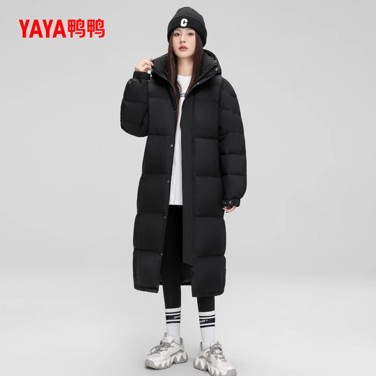 鸭鸭滑雪羽绒服男女同款反季中长款过膝超长加厚保暖鸭绒厚外套A