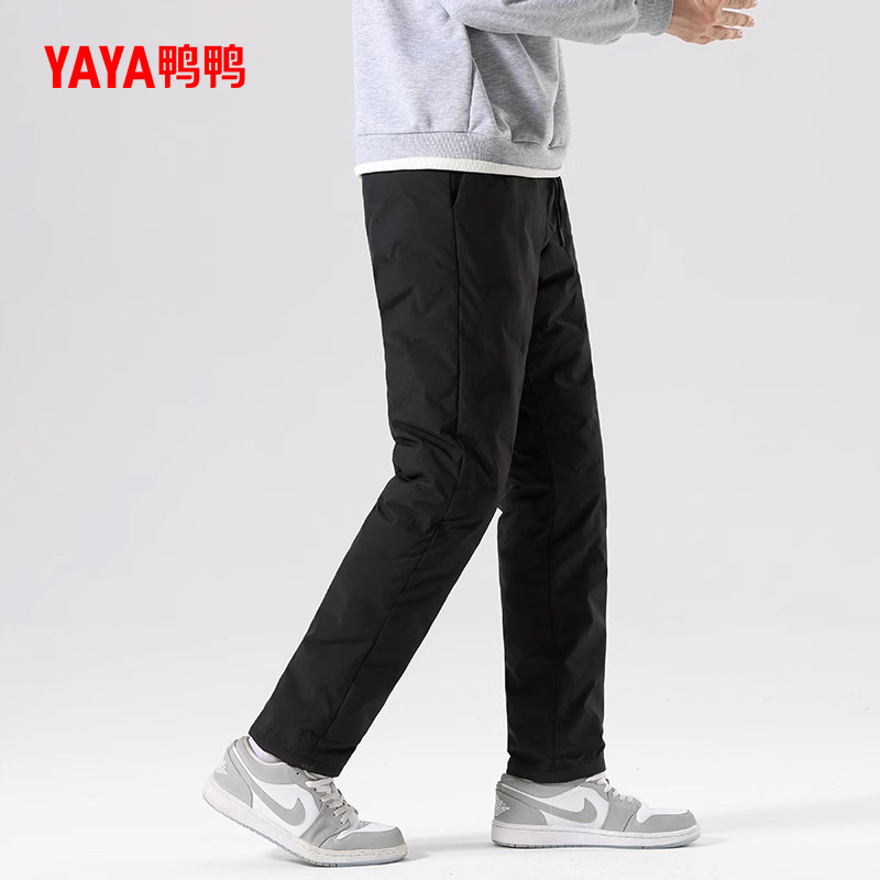 鸭鸭男士羽绒裤2025年秋冬新品工装裤休闲时尚百搭拼色抽绳卫裤J,淘宝优惠券,粉丝福利购,淘宝优惠卷