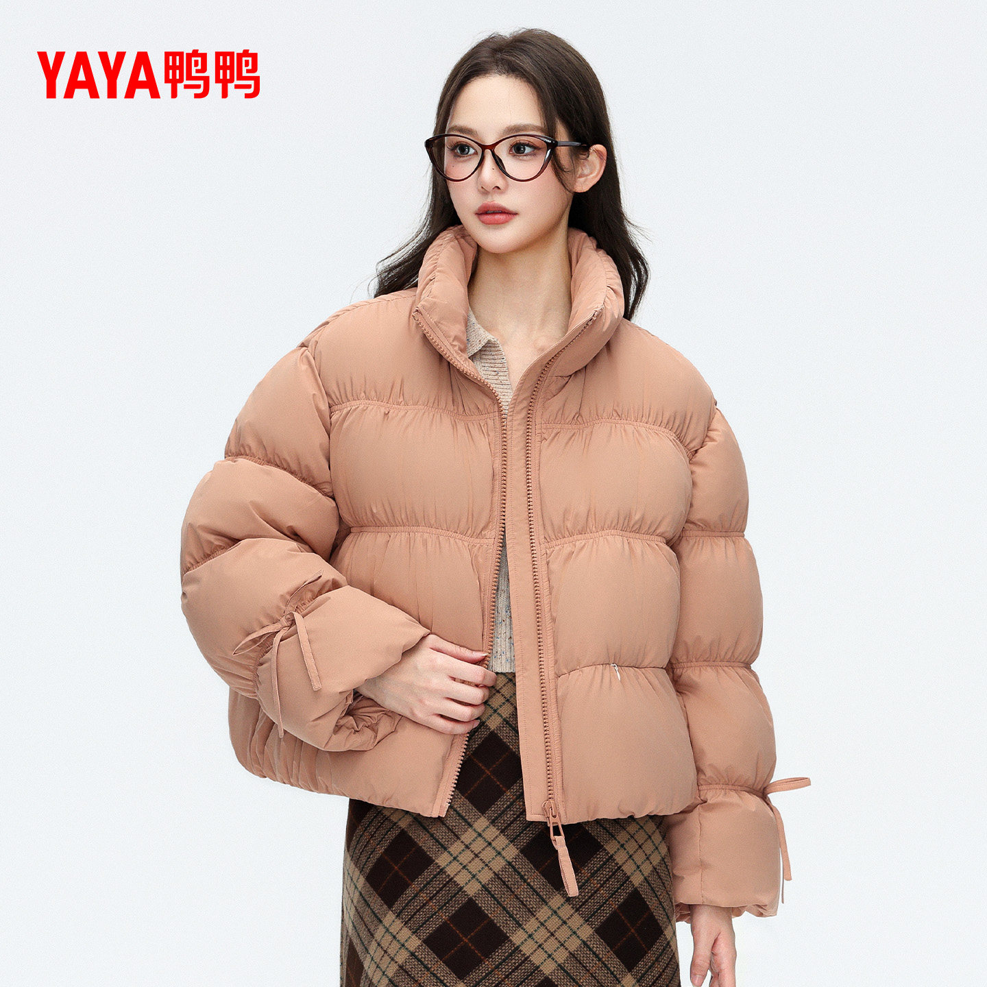 鸭鸭2025年冬新款短款羽绒服女立领泡芙面包服加厚保暖休闲外套M,淘宝优惠券,粉丝福利购,淘宝优惠卷