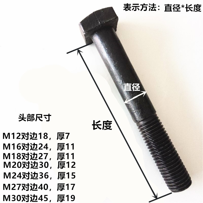 8.8级四方头压板螺丝T型梯形方形码仔螺栓M20M24*80x100x120x150 - 图0