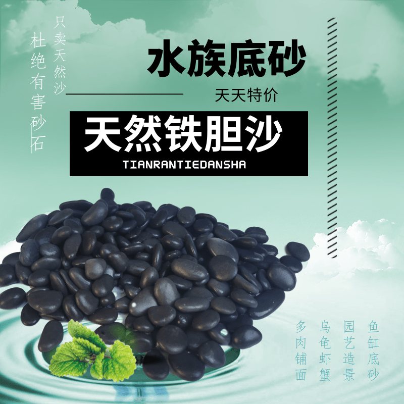 天然铁胆沙砂黑工沙鱼缸底砂造景小石子多肉铺面黑工砂园艺造景 - 图0