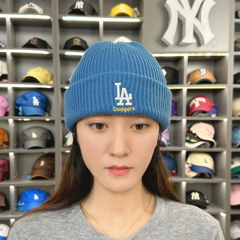 韩国MLB毛线帽24秋冬新款保暖冷帽护耳帽针织帽绒线帽子3ABNM1136 - 图3