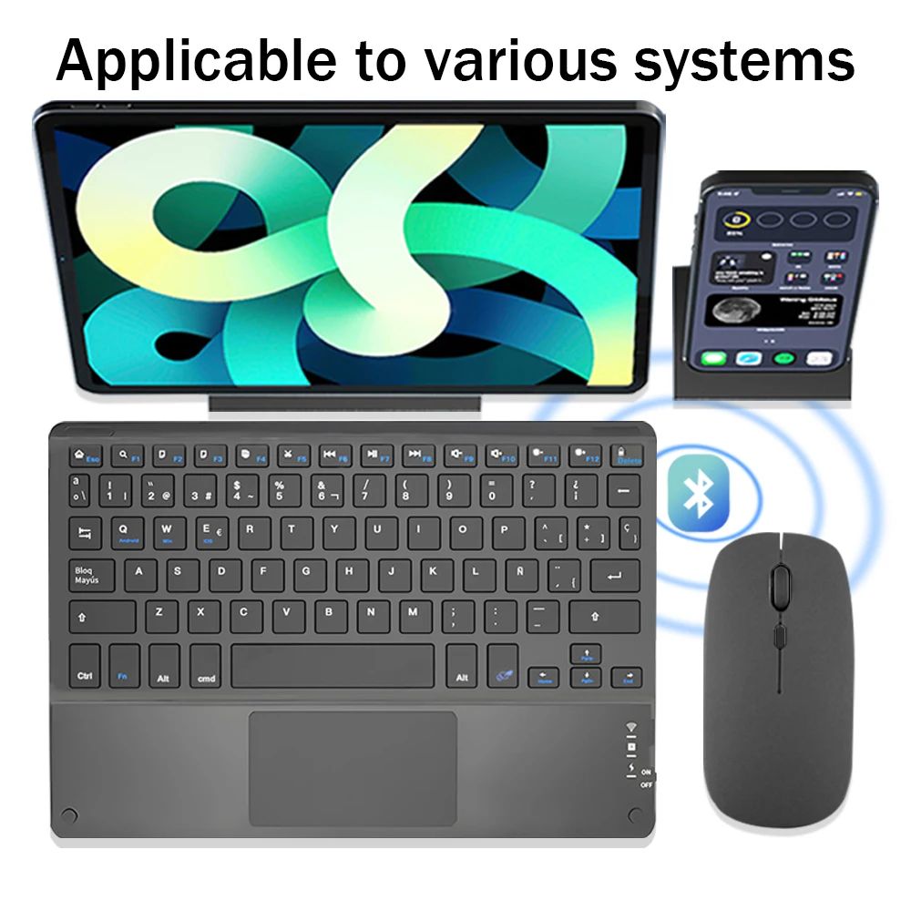 TrackPad Bluetooth Keyboard With Mouse For IOS Android Windo - 图0