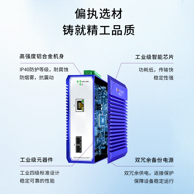 博扬（BOYANG）BY-GF711S工业级百兆单模双纤光纤收发器光电转-图3