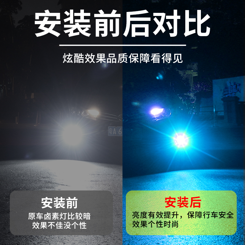 汽车激光雾灯双色透镜聚光超亮黄金光改装爆闪H119006H7H8LED灯泡-图0