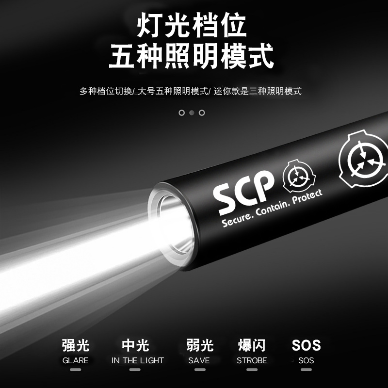 SCP基金会周边装备机动特遣队铝合金USB充电宝强光手电筒定制礼品 - 图1