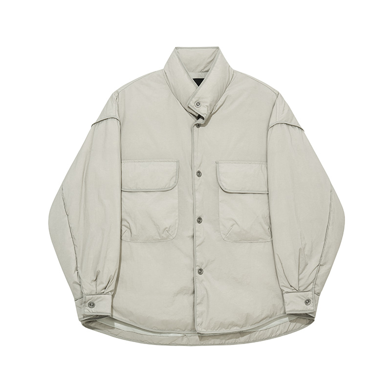 JUP2024新款日系工装立领羽绒服男冬季潮牌纯色cityboy宽松外套潮 - 图3