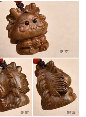 绿檀木生肖龙吊坠本命年属龙吉祥物挂件汽车钥匙扣手机链