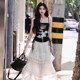 AZure French retro rose vest suspender