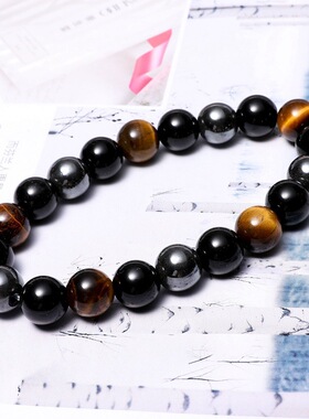 虎眼石手串仿黑曜石手链