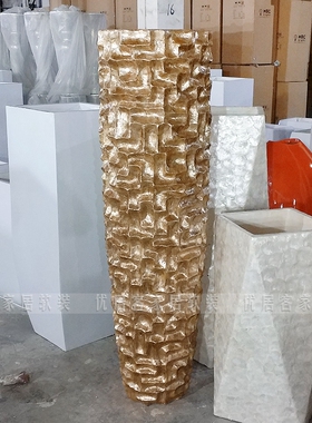水立方纹路玻璃钢落地落地大花瓶