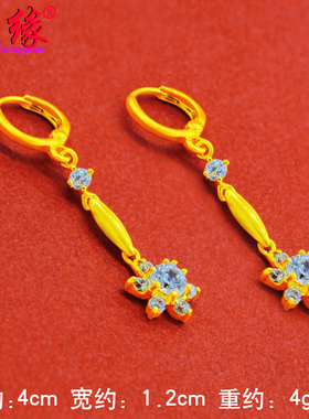 镀黄金项链带吊坠女镀沙金手链和耳钉三四件套装首饰婚庆影视