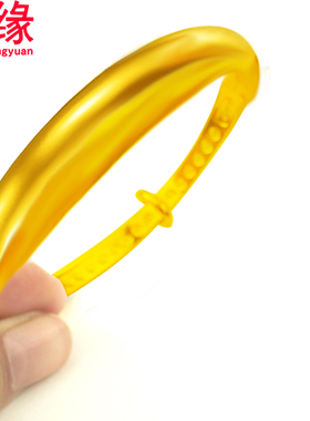 女士手镯拉伸全光面粗镀沙金手镯可刻字闺蜜生日礼物镯子首饰