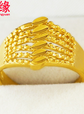 女士戒指镀黄金戒子大活口可刻字个性夸张镀金指环小影视道具
