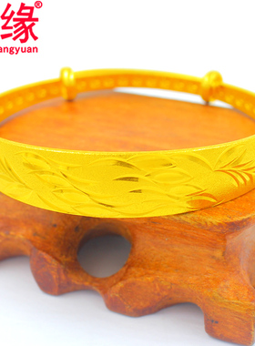 镀黄金手镯女拉伸手环镀沙金宽镀金镯子新婚妈妈礼物调节大小