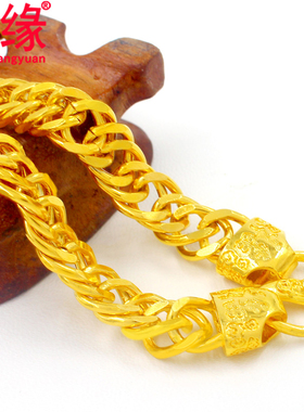 镀黄金男士霸气手链福字光面蛇骨手链镀沙金个性福字坦克手链