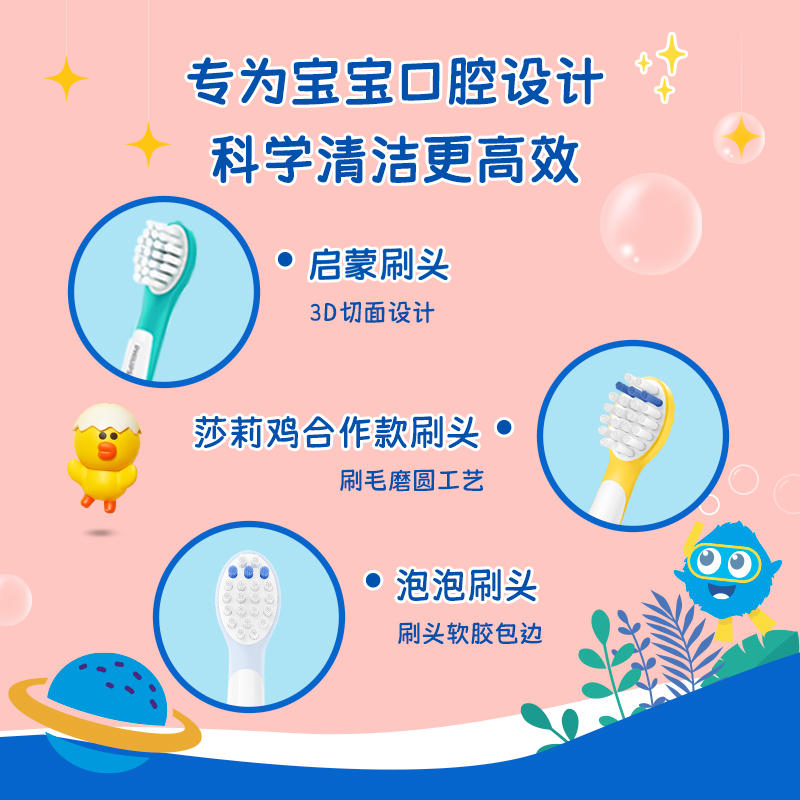 飞利浦儿童电动牙刷头替换hx2032/60x2适配hx2432/63x2官方原装