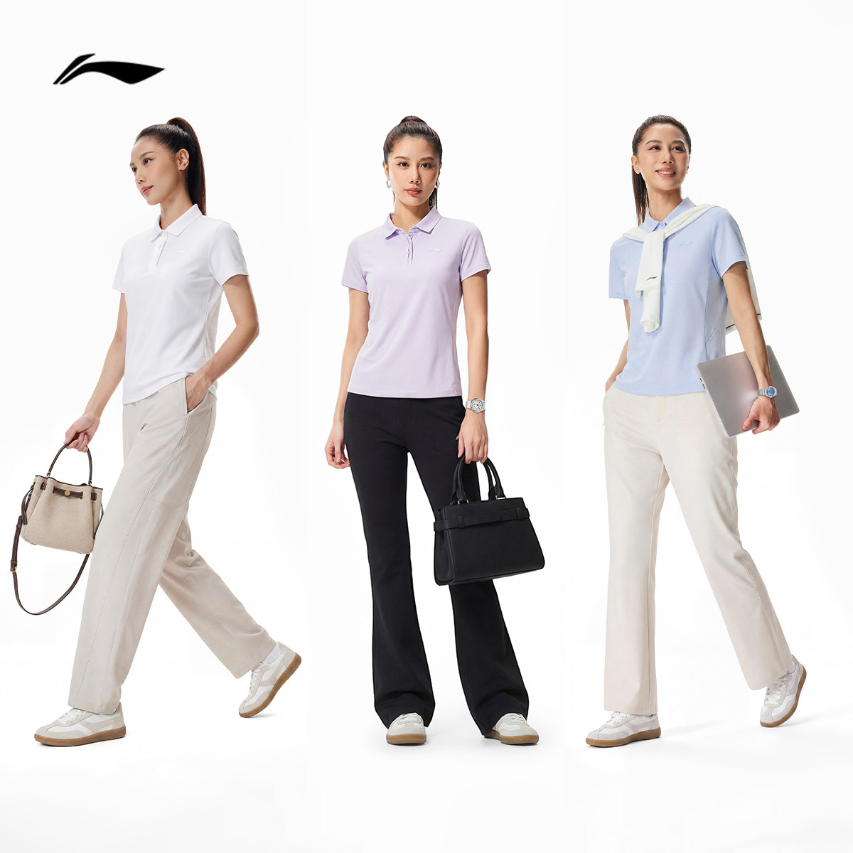 李宁短袖POLO衫女士夏季官方健身跑步T恤网球上衣翻领针织运动服