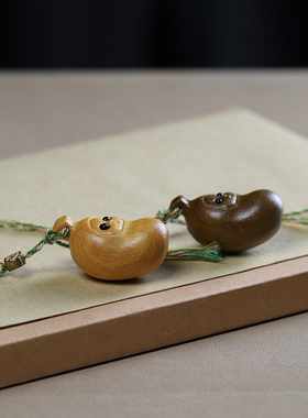 檀香木雕可爱香蕉diy手机链挂件