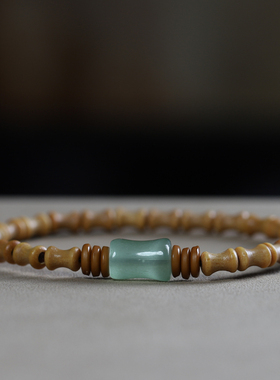 檀香木和田玉竹节单圈文玩手串