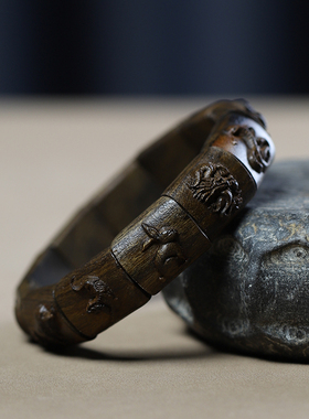 沉香木十二生肖木质手镯手串男女