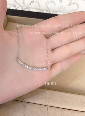 超闪925银莫桑钻微笑锁骨链