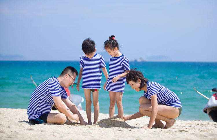 海魂衫儿童T恤蓝白条纹短袖纯棉夏季童装幼儿园园服情侣装水手服 - 图1