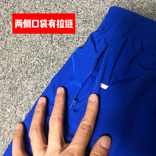 多口袋短裤跑步反光夜视运动四分裤健身羽毛球拉链裤夏季速干透气 - 图0