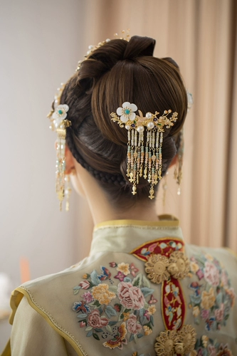 Классическая китайская шпилька с кисточками, золотой аксессуар для волос, ханьфу, китайский стиль, дракон и феникс