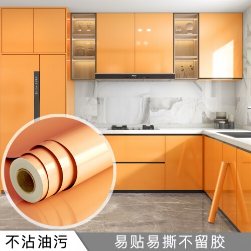 可移除厨房柜门贴纸加厚橱柜衣柜门壁纸家具翻新防水防油自粘墙纸 - 图3