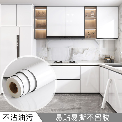 可移除厨房柜门贴纸加厚橱柜衣柜门壁纸家具翻新防水防油自粘墙纸 - 图0