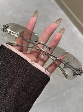 珍妮联名同款星星无框太阳眼镜韩版时尚Y2K辣妹风个性蝴蝶结墨镜