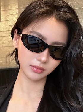 复古椭圆窄框墨镜酷飒黑框防紫外线显脸小高街拽姐氛围感女款coco