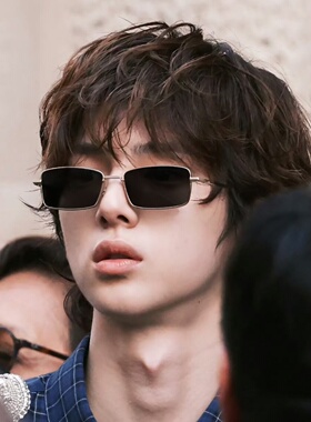 金主训同款墨镜男士韩版复古金属老钱风窄框防紫外线近视太阳眼镜