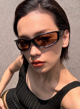 韩版男士痞帅猫眼圆脸太阳镜个性窄框黑色防紫外线夏季y2k墨镜女